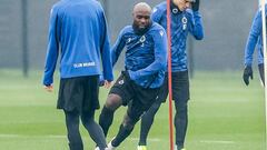 Balanta, jugador del Brujas, durante un entrenamiento.