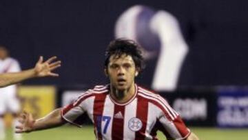 Romero, en un partido con Paraguay.