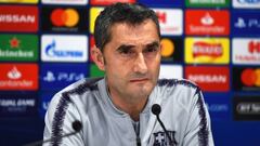 EPA3423. LIVERPOOL (REINO UNIDO), 06/05/2019.- El entrenador del Barcelona, Ernesto Valverde, ofrece una rueda de prensa en Anfield, Liverpool (Reino Unido) este lunes, en el marco del partido de vuelta de la semifinal de la Liga de Campeones de la UEFA q