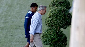 Rodrygo se marcha del entrenamiento previo al Real Madrid-Mallorca.