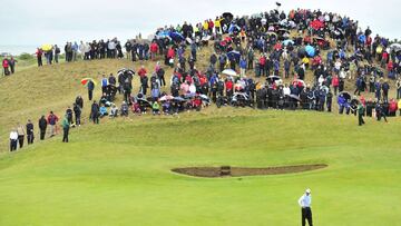 Pablo Larraz&aacute;bal, en el sexto hoy del British Open de 2011 en el Royal St. George&#039;s de Sandwich.