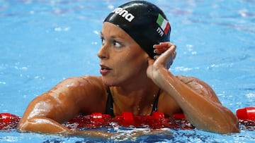 Federica Pellegrini, tras concluir una prueba de nataci&oacute;n.