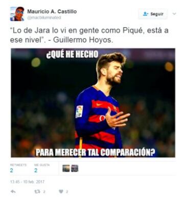 Los memes que se burlan de la comparación Jara-Piqué