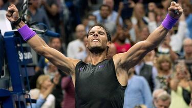 Rafael Nadal celebra su victoria ante Marin Cilic.
