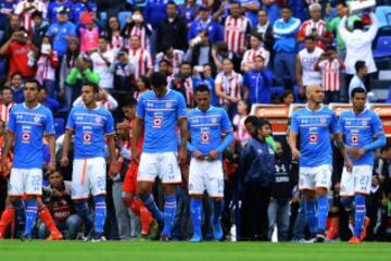 Los jugadores de la Máquina antes del inicio del duelo ante el Rebaño.