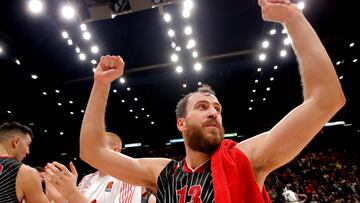 Sergio Rodríguez celebrando una victoria del AX Armani Exchange Milan.