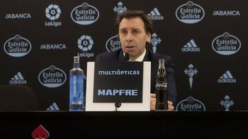 Felipe Mi&ntilde;ambres, en la sala de prensa de las instalaciones de A Madroa. 