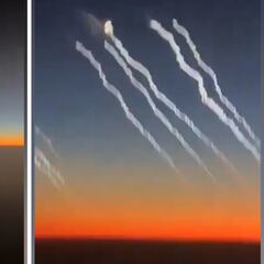 Un pasajero capta desde un avión en Dubai una lluvia de misiles dirigidos a Israel: asusta