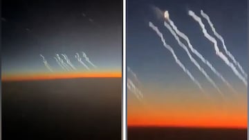Un pasajero capta desde un avión en Dubai una lluvia de misiles dirigidos a Israel: asusta