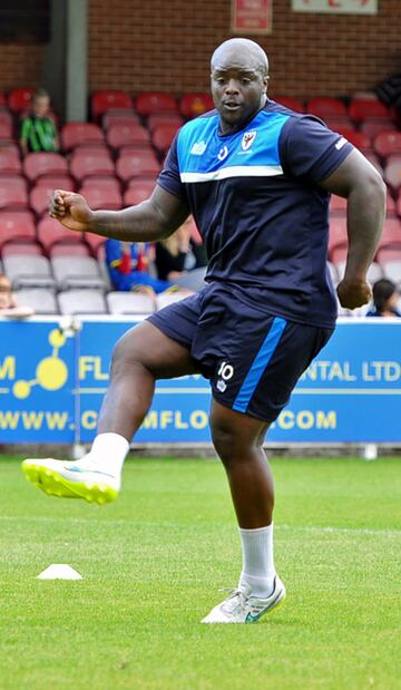 AFC Wimbledon players train during the club's open day at The Cherry Red Records Stadium, 4 August 2015