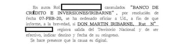 En febrero, mientras Iribarne protagoniza la polémica del fútbol chileno, el Juzgado de Letras de Talca envió este oficio a Policía de Investigaciones.