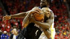HOUSTON, TX - MAY 28: PJ Tucker #4 of the Houston Rockets drives against Draymond Green #23 of the Golden State Warriors in the fourth quarter of Game Seven of the Western Conference Finals of the 2018 NBA Playoffs at Toyota Center on May 28, 2018 in Houston, Texas. NOTE TO USER: User expressly acknowledges and agrees that, by downloading and or using this photograph, User is consenting to the terms and conditions of the Getty Images License Agreement.   Ronald Martinez/Getty Images/AFP
 == FOR NEWSPAPERS, INTERNET, TELCOS &amp; TELEVISION USE ONLY ==