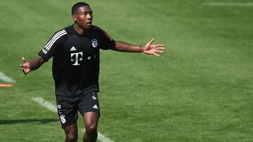 Alaba, en un entrenamiento con el Bayern.