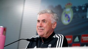 Carlo Ancelotti, entrenador del Real Madrid, en una rueda de prensa.