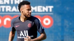 El delantero brasile&ntilde;o del PSG, Neymar Junior, durante un entrenamiento.