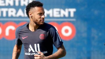 El delantero brasile&ntilde;o del PSG, Neymar Junior, durante un entrenamiento.