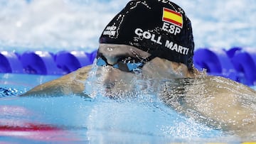 SINGAPORE (Singapore), 31/07/2025.- Carles Coll Marti of Spain competes in the Men's 200m Breaststroke Swimming semi-finals, heat 1, at the World Aquatics Championships Singapore 2025 in Singapore, 31 July 2025. (200 metros, España, Singapur) EFE/EPA/RUNGROJ YONGRIT