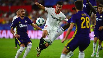 Sébastien Corchia, con el Sevilla.