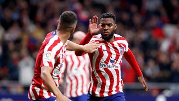 Lemar, en el Atlético-Valencia de la 22-23, tras marcar un gol.