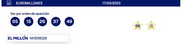 Euromillones: comprobar los resultados del sorteo de hoy, viernes 17 de marzo