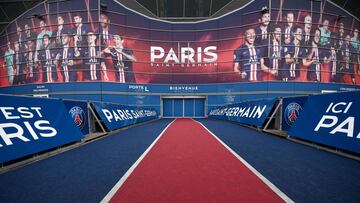 A photograph taken on March 10, 2020 shows a view of the main gate of the Parc des Princes stadium in Paris,on the eve of the UEFA Champions League Group A football match between Paris Saint-Germain and Dortmund. - Champions League round of 16 return leg