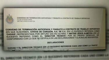 Revelan carta de finiquito de Chivas a Matías Almeyda