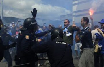 Los ultras del Oviedo causaron incidentes con los aficionados del Cádiz antes del encuentro