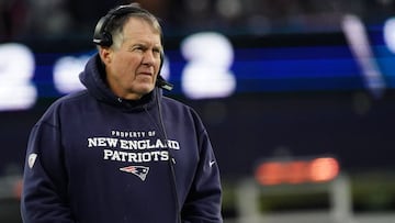 Dec 26, 2021; Foxborough, Massachusetts, USA; New England Patriots head coach Bill Belichick watches from the sideline as they take on the Buffalo Bills in the second half at Gillette Stadium. Mandatory Credit: David Butler II-USA TODAY Sports