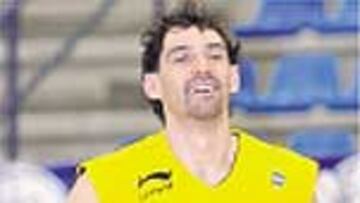 Jorge Garbajosa durante un entrenamiento con la selección.