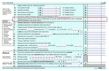 Form 1040 for 2018