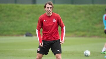 Ignasi Miquel, en su vuelta a los entrenamientos con el Girona.