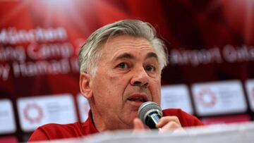 Bayern Munich&#039;s head coach Carlo Ancelotti gives a press conference