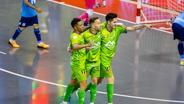 Jugadores del Palma Futsal celebran un gol ante el Movistar Inter en la Copa de España.