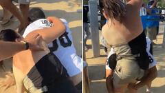 Chaos erupts: Raiders fan brutally body slams woman in wild stadium brawl