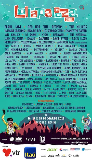 Lollapalooza Chile 2018: lineup, horarios, accesos y programación