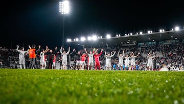 El Albacete celebra su épico pase en la Copa.