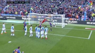 Gol de Messi. Ésta es la falta de Leo que Víctor Sánchez cabeceó y que ha reabierto el último debate.