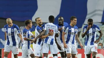 Marega celebra su gol con el Oporto.