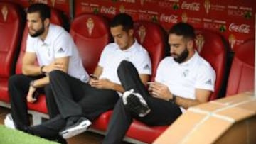 Nacho, con Lucas Vázquez y Carvajal.