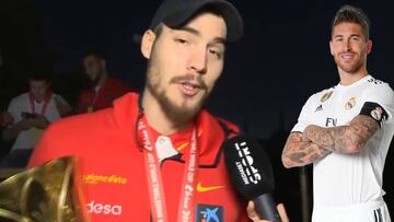 Todo el mundo pensó en Ramos: Juancho en el autobús y con el trofeo de campeón