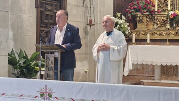 Agustín Lasaosa, durante la ofrenda a San Lorenzo.