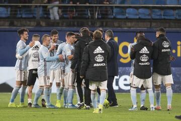 El Celta celebra el triunfo ante el Villarreal.