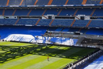 Así se encuentra el Santiago Bernabéu a dos días de su estreno. El club blanco jugará el 12 de septiembre frente al Celta de Vigo.