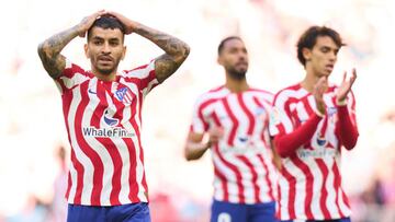 MADRID, SPAIN - NOVEMBER 06: Angel Correa of Atletico de Madrid reacts during the LaLiga Santander match between Atletico de Madrid and RCD Espanyol at Civitas Metropolitano Stadium on November 06, 2022 in Madrid, Spain. (Photo by Diego Souto/Quality Sport Images/Getty Images)