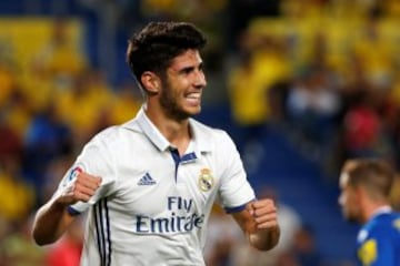 El centrocampista del Real Madrid Marco Asensio, tras marcar el primer gol frente a la UD Las Palmas
