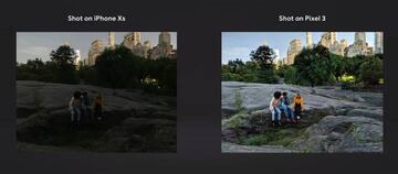 Una comparación entre el iPhone Xs y el Pixel 3 realizada por Google
