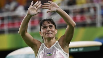 Oksana Chusovitina (UZB) of Uzbekistan competes. 