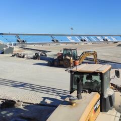 Trabajo a destajo para terminar de adaptar el estadio de Can Misses para LaLiga SmartBank