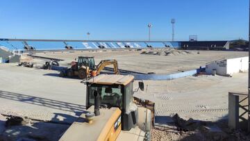 Trabajo a destajo para terminar de adaptar el estadio de Can Misses para LaLiga SmartBank