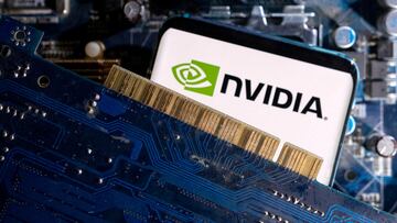 FILE PHOTO: A smartphone with a displayed NVIDIA logo is placed on a computer motherboard in this illustration taken March 6, 2023. REUTERS/Dado Ruvic/Illustration/File Photo